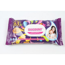 Влажные салфетки Discount (1/63шт) "Детские" с/к феолетовые